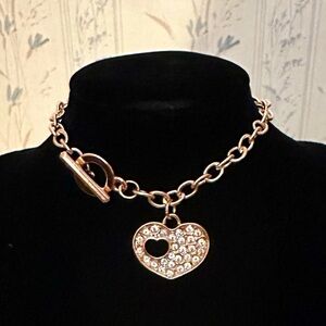 Bracelet in Rose Gold with Crystal Embellished Heart Charm